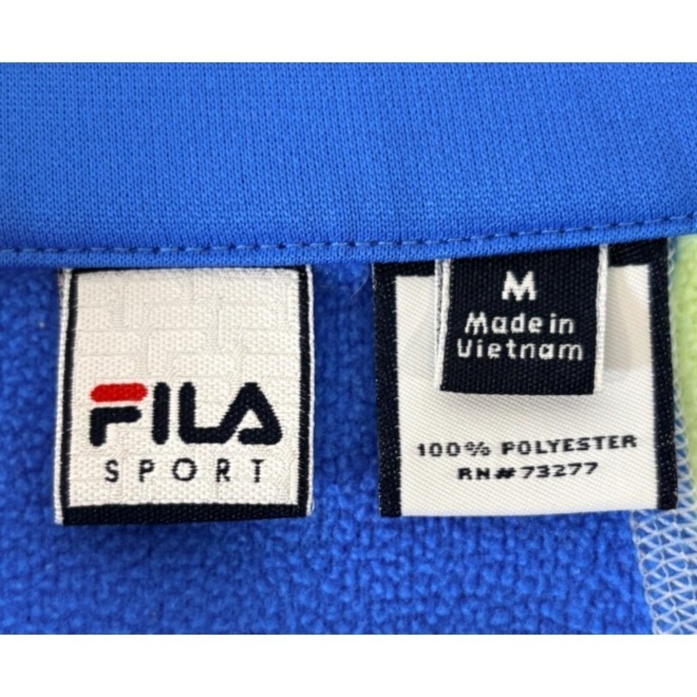 Fila Performance Womens Quarter Zip Long Sleeve Blue Green Pullover Size Medium - Picture 3 of 9